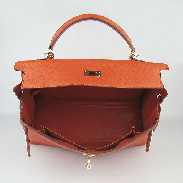 High Quality Hermes Kelly 35cm Togo Leather Bag Orange 6308